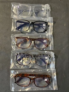 1.75 power Ladies Men Reading Glasses 5 Pr Fashion Readers Eyeglasses Assorted - Picture 1 of 6