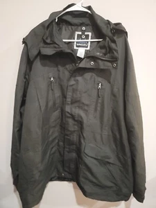 Snozu Mens VTG Y2K Winter Ski Snow Jacket Size XXL Black Full Zip Removable Hood - Picture 1 of 7
