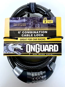 NEW - Onguard 6' Bicycle Combination Cable Lock Resettable 6ft. x 0.47in. - Picture 1 of 2