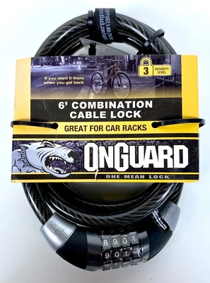 NEW - Onguard 6' Bicycle Combination Cable Lock Resettable 6ft. x 0.47in. - Image 1 of 2