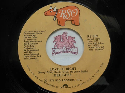 Bee Gees: Love So Right / You Stepped Into My Life, 45 RPM VG (4C) - Image 1 of 2