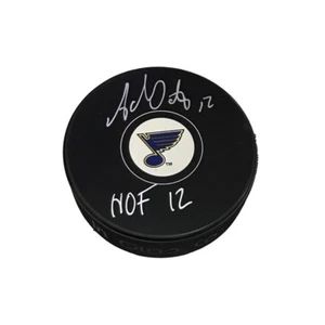 ADAM OATES Signed St Louis Blues Puck - HOF 12 - Picture 1 of 2