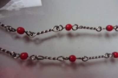 Bella, Vecchio Collana, 835 Argento Con Palline Di Corallo - Immagine 1 di 4