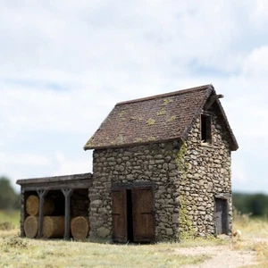 RWD HO 1:87 Stone Barn with Hay Shed and Gated Fence Laser Cut Craftsman kit NIB - Picture 1 of 4