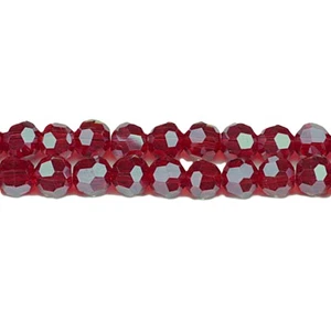 Dark Red Czech Crystal Beads Faceted Round 8mm Strand Of 66+ - Picture 1 of 1