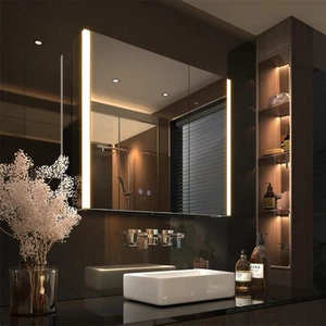 LED Bathroom Mirror Cabinet with Socket & USBs, Defogger, Dimmable, 3 Color L... - Picture 1 of 7