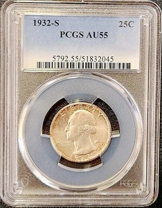 1932-S 25c Washington Silver Quarter PCGS AU55 - Picture 1 of 2