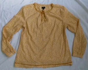 Talbots Blouse Yellow White Floral Long Sleeve Boho Peasant Women's Size M - Picture 1 of 11