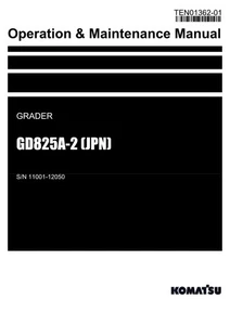 Manual de mantenimiento del operador de niveladora JPN Komatsu GD825A-2 SN 11001-12050 - Imagen 1 de 1