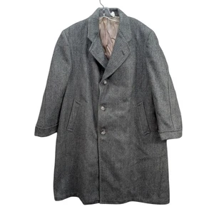 Tailored by Berry 100 % Wolle Mantel Herren grau belüftet Vintage Made in USA LESEN - Bild 1 von 11