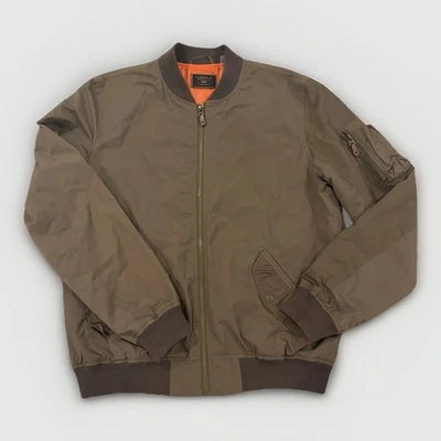 Chaqueta Bomber 7 Diamonds Hombre Verde Oliva Talla Grande Forro Naranja Cremallera Completa Foto 1 de 4