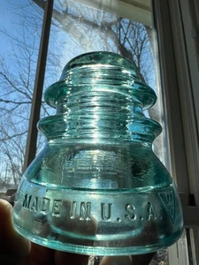 Whitall Tatum Co No 1 Glass Insulator Aqua Green Glass CD 154 Design 51 Variant - Picture 1 of 10