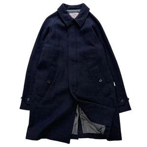 BEAMS+ × Harris Tweed Wool Balmacaan Coat M Navy GORE WINDSTOPPER F/S - Picture 1 of 13