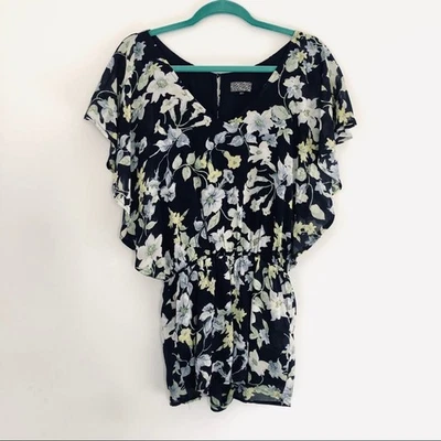 Lucca Couture 女式花卉印花海军蓝蝴蝶飘袖连身裤 XS 码 — 第 1/4 张图片