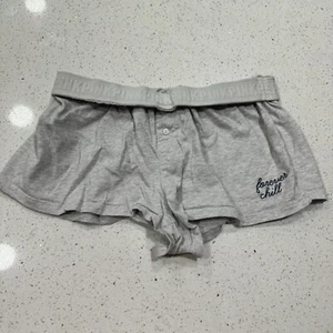 Pink Victoria Secret Sleepwear Shorts Womens S Gray White Logo Casual Cotton - Picture 1 of 13