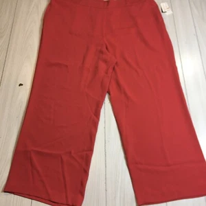 Bar III Women's Plus Wide Leg Pull On Elastic Waist Pants Pockets Red NWT - Picture 1 of 11