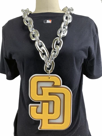 New MLB San Diego Padres SILVER Fan Chain Big Necklace Foam Cover