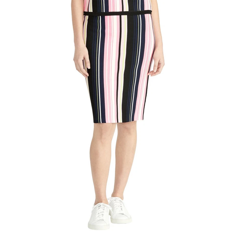 Rachel Roy Womens Pink Striped Below The Knee Pencil Skirt Size XS