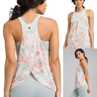 Camiseta sin mangas Prana multicolor con estampado floral Valentina espalda cruzada Wm espalda mediana logotipo de metal Foto 1 de 4