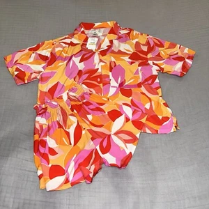Nuevo con etiquetas Jessica Simpson 2 piezas encubrir camisa y shorts talla S Floral - Imagen 1 de 9