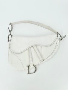 Christian Dior Saddle Bag White Calfskin Silver Hardware Vintage