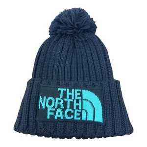 NWT The North Face Heritage Ski Tuke Hat Black Pom Beanie Apres Blue One Size - Picture 1 of 4