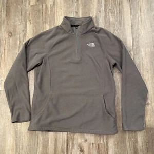 THE NORTH FACE Girls Gray Fleece 1/4 Zip Pullover Size XL 18 Kangaroo Pocket - Picture 1 of 10