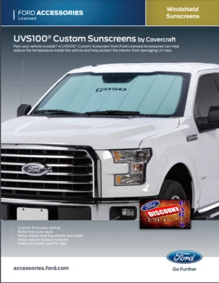 Genuine Ford F-150 Sunshade w/ Logo & Storage Bag 2015 - 2020 VJL3Z-78519A02-A Foto 1 de 4