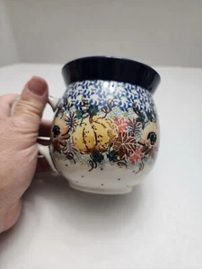 Unikat Kaffeetasse Herbst Kürbisblatt K. Dacycyk handgefertigt Polen  - Bild 1 von 8