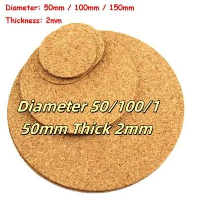 Cork Discs Pad Flexible Round Plate Mould Sheet Diameter 50/100/150mm Thick 2mm - Image 1 of 4