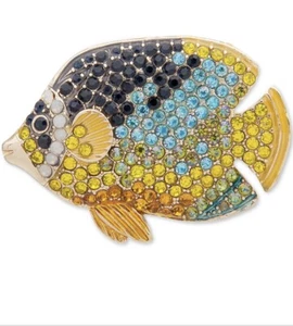 $28 Anne Klein  Multi Color Gold Tone rhinestone fish pin S5 - Picture 1 of 5