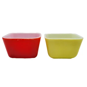 Pyrex Refrigerator Storage Dish Red Yellow Fridgie 501-B Set Of 2 Read - Picture 1 of 10