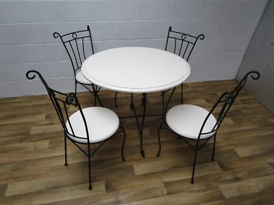 Lovely  Handmade Wrought Iron Scrolled Set Of 4 Chairs & Matching Dining / Table - Image 1 of 4