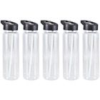 5 Pack | Clear/Black Sports 750ml Water Drinks Bottle | Leakproof With Straw