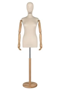 Busto donna sartoriale con testa e braccia legno ecru frassino - Foto 1 di 1