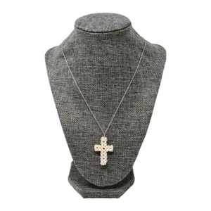 White Pearl Cluster Cross 4mm Cultured Freshwater Pearls & Sterling Silver Chain - Picture 1 of 7