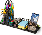 Desktop Organizer with Pen Holder, Phone Holder, Sticky Notes, and Paperclip Sto