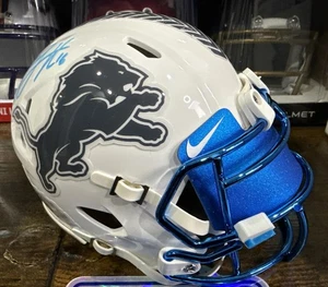 Jared Goff Detroit Lions Signed Mini Helmet Fanatics Chrome Mask Nike Visor STS - Picture 1 of 15
