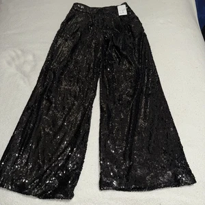 Women’s Forever 21 Sequin Pull On Pants Silver Size Medium - Picture 1 of 7