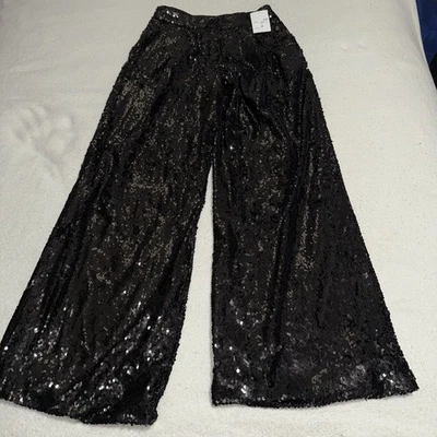 Pantalones para mujer Forever 21 lentejuelas plateados talla mediana Foto 1 de 4