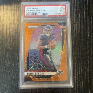 MICHAEL PENIX JR 2024 PANINI PRIZM #378 LAZER PRIZM PSA 9 Mint ROOKIE CARD (RC) - Bild 1 von 2