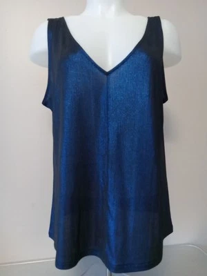 Camiseta sin mangas City Streets para mujer azul metálico ropa de club sin mangas talla L Foto 1 de 4