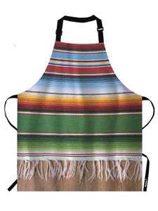 Mexican Style ApronvTraditional National Blankets Colourful Lines Bib Apron - Picture 1 of 4