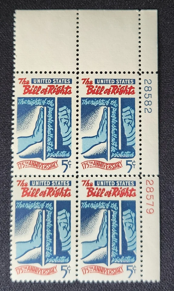 US Scott 1312 - Bill Of Rights - MNH - 1966 Issue - Plate Block of 4 - Image 1 of 1
