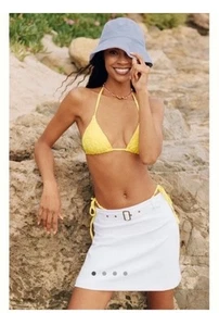 NWT Maeve Anthropologie Textured Belted Mini Skirt Size XL White Beach Sumner!! - Picture 1 of 7