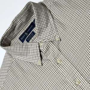 Ralph Lauren Men's Cream Checked Casual Button Down Poplin Shirt Large Excellent - Picture 1 of 7