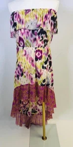 VTG Y2K Floral Strapless Hi-Low Mesh Dress Size S Anthropology Romantic Fairy - Picture 1 of 5