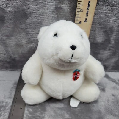 Vintage Coca Cola Polar Bear Plush  White sitting 1993  - Image 1 of 4
