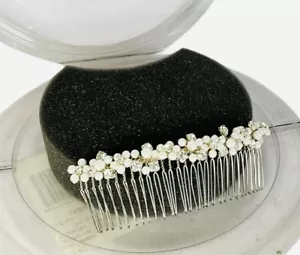 David’s Bridal Gold Bead Pearl and Diamond Comb Veil Hair Piece Princess Tiara - Picture 1 of 10