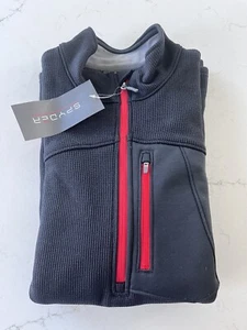 SPYDER Men's XL Bandit Half Zip Fleece Pullover Jacket Mock Neck 965-BLK RED - Picture 1 of 6